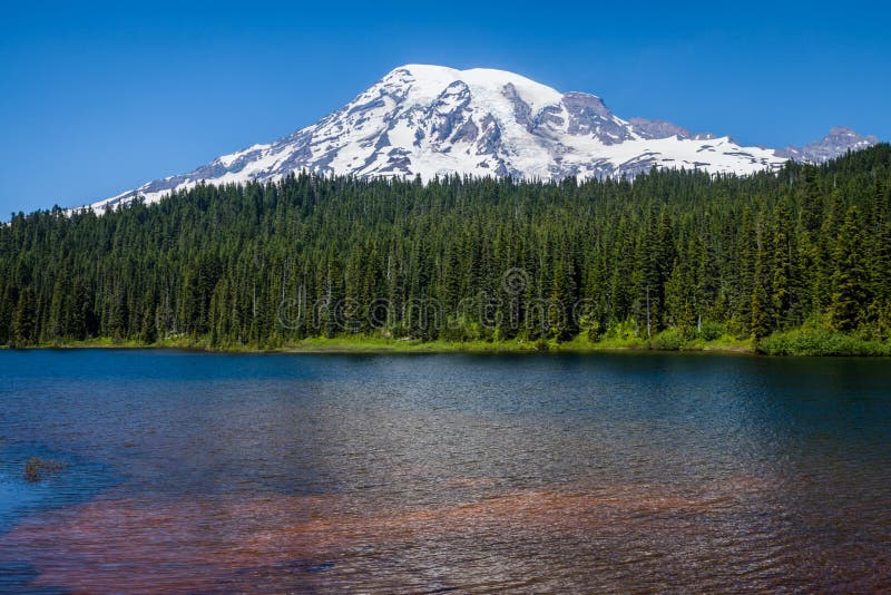 Mirror Lake and Mount Rainier, Washington Stock Photo Image of summit