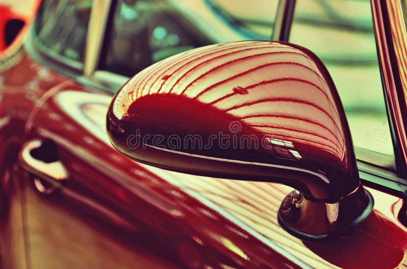Mirror of the Original Cherryold Car. Retro Style Stock Photo Image