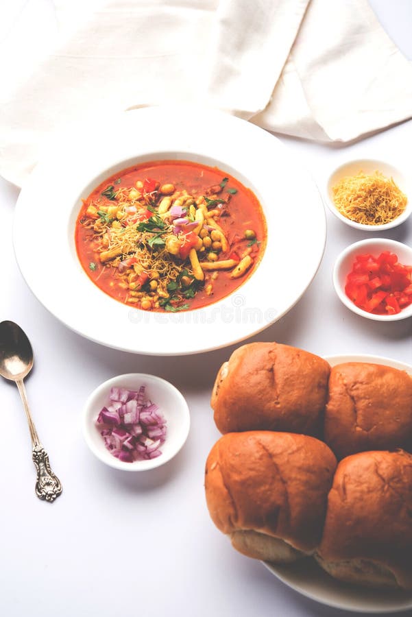 Misal Pav or misalpav, Misal Pav with Farsan royalty free stock photography Misal Pav or misalpav, Misal Pav with Farsan royalty free stock photography