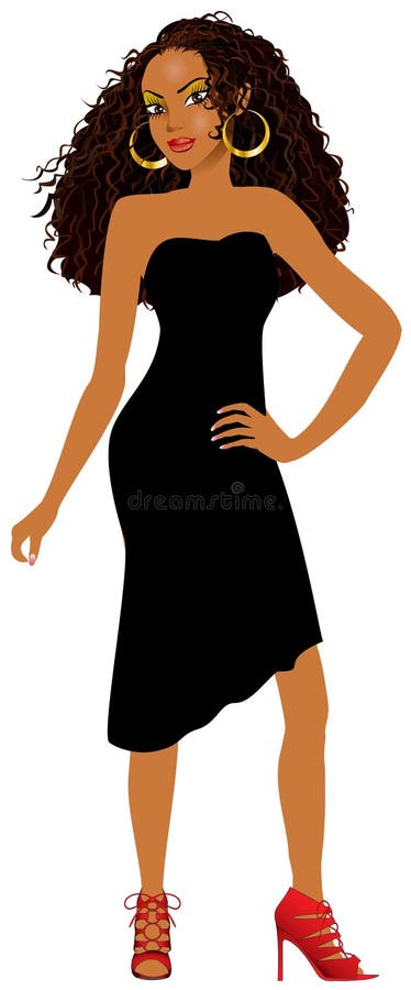 Mischfrauen-Schwarz-Kleid vektor abbildung