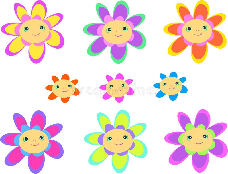 Mischung Der Blumen-Gesichter Vektor Abbildung - Illustration von