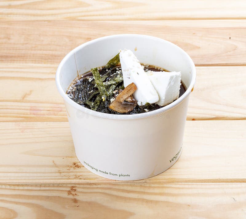Miso Soup with Tofu. Healthy Food. Takeaway Food Stock Photo - Image of