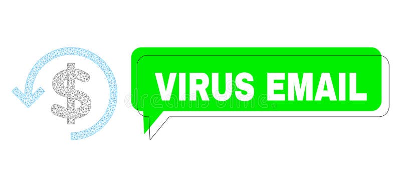 Misplaced Virus Email Green Message Balloon and Mesh Network Refund royalty free illustration