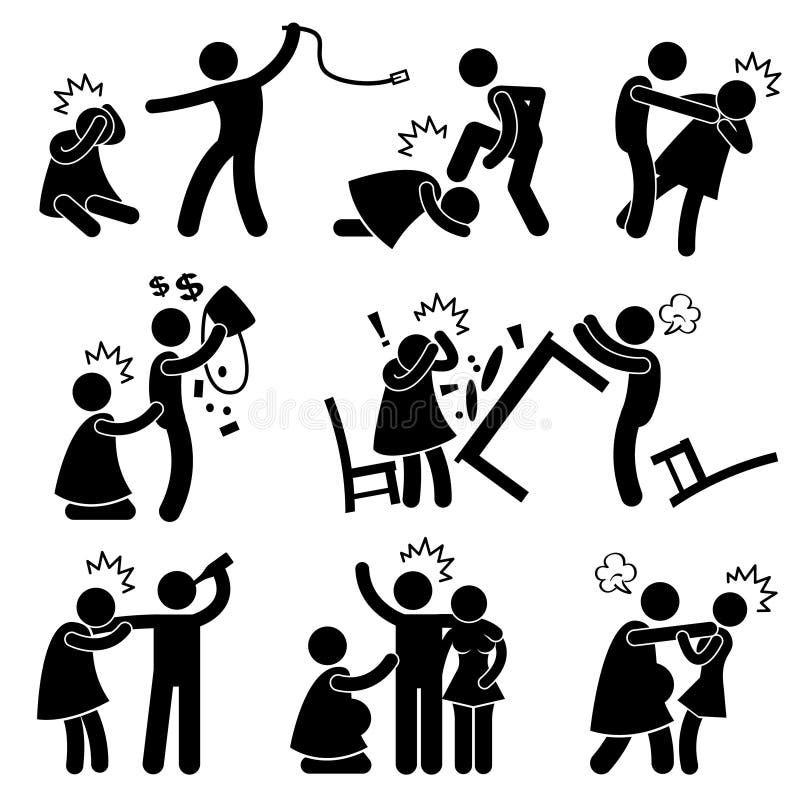 Missbräuchlicher Ehemann-hilfloses Frau-Piktogramm vektor abbildung Missbräuchlicher Ehemann-hilfloses Frau-Piktogramm vektor abbildung