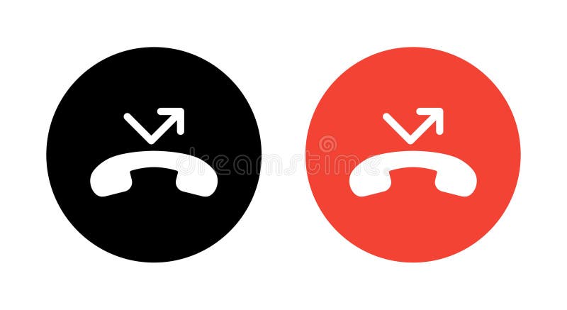 Missed call phone icon on circle background. Miss call sign symbol vector illustration