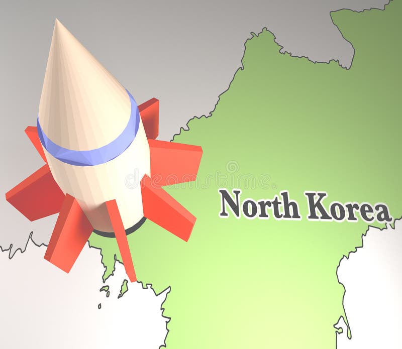 Missile con la mappa della Corea del Nord illustrazione di stock