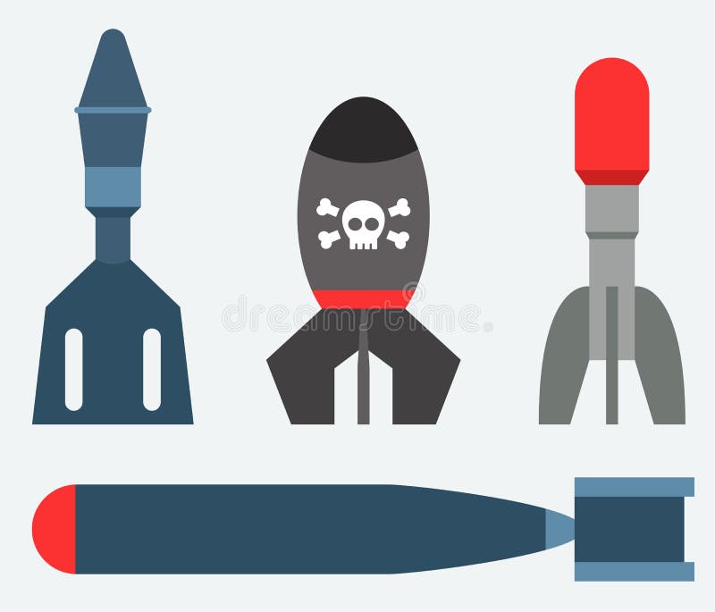 Missile rocket set icon vector illustration cartoon isolated bomb flat style background threat stock illustration Missile rocket set icon vector illustration cartoon isolated bomb flat style background threat stock illustration