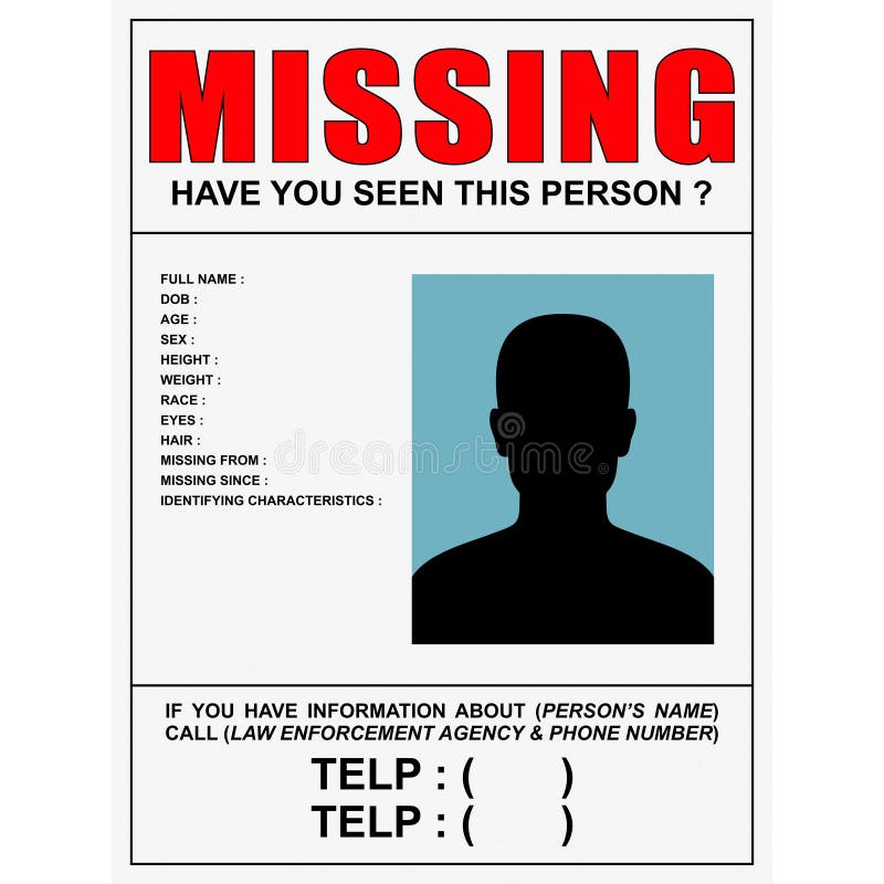 Missing Persons Posters Template from thumbs.dreamstime.com