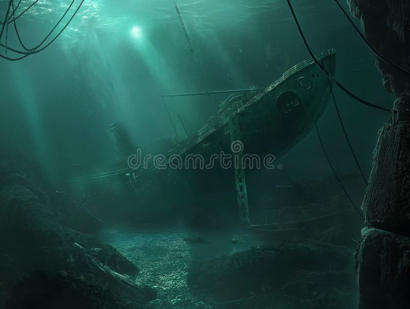 sunken ship, underwater mission to sunken ships. AI generated. sunken ship, underwater mission to sunken ships. AI generated