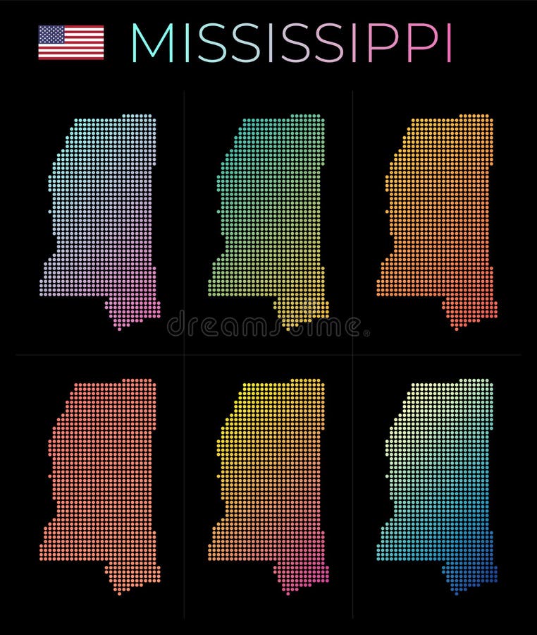 Mississippi Dotted Map Set. Stock Vector Illustration of land, circle