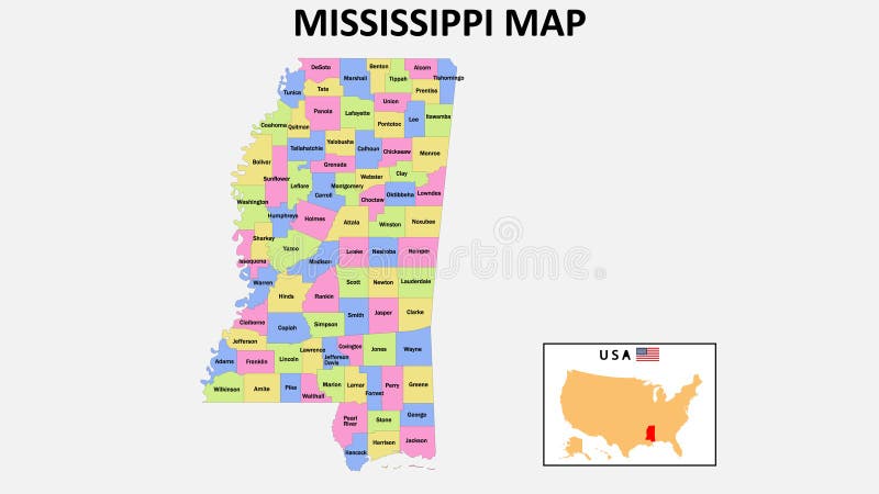Mississippi Map District Color Capital 235744422 