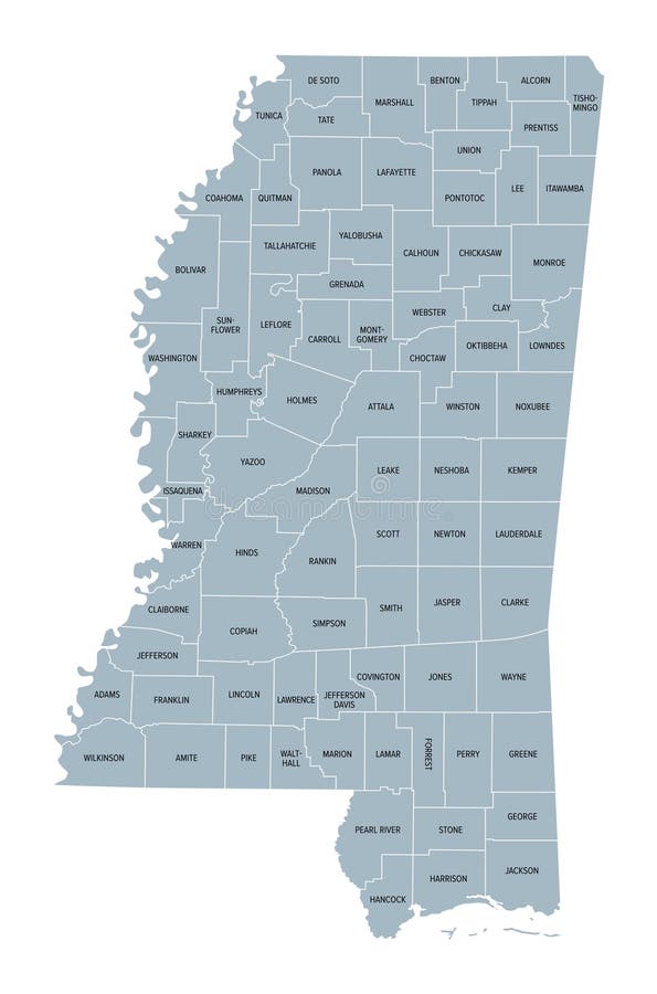 Mississippi, U.S. State, Subdivided into 82 Counties, Gray Political