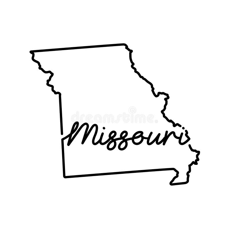 Missouri US State Outline Map with the Handwritten State Name
