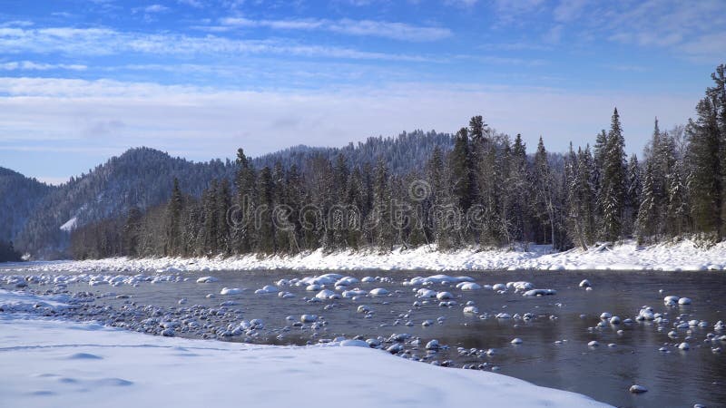Mist above the Snowy Mountain River stock video