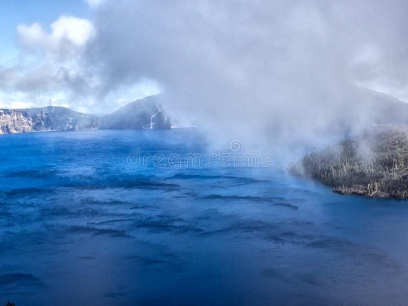 Mist and Clouds at Crater Lake Stock Image Image of oregon, clouds
