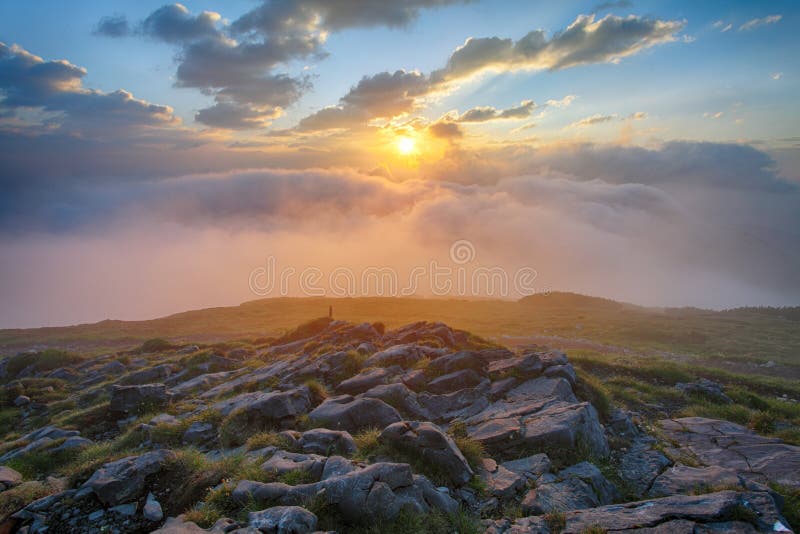 Mist and fog on mountain peak