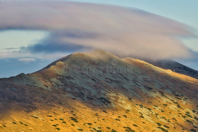 Mist over Dumbier mountain during autumn in Low Tatras mountains