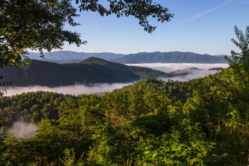 Mist in the valley of the Great Smoky Mountains National Park as seen from the recently opened portion of the Foothills Parkway in Wears Valley, Tennessee. Mist in the valley of the Great Smoky Mountains National Park as seen from the recently opened portion of the Foothills Parkway in Wears Valley, Tennessee.