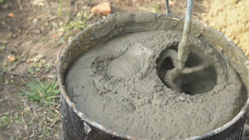 Mistura de argamassa de cimento, água e areia