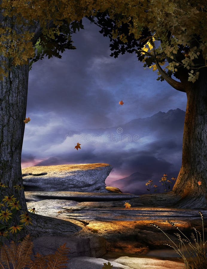 Misty Autumn Forest Wind fantasmagórica libre illustration Misty Autumn Forest Wind fantasmagórica libre illustration