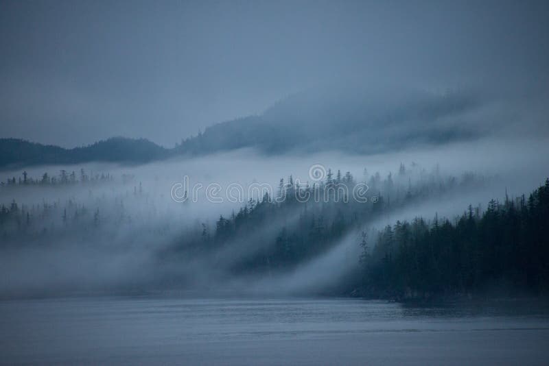 Misty dawn, Inside Passage, Alaska royalty free stock images