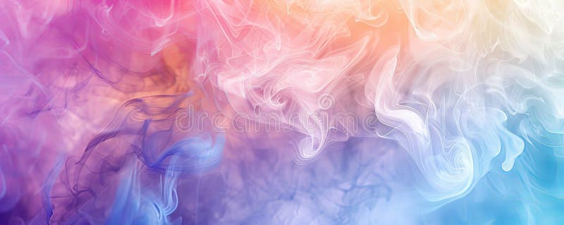 Misty fog in a range of abstract colors swirls gently on a bright background, creating a dreamy and stock image