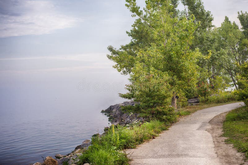 Misty lake Ontario in the afternoon