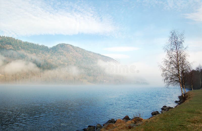 misty morning by the lake, Sweden