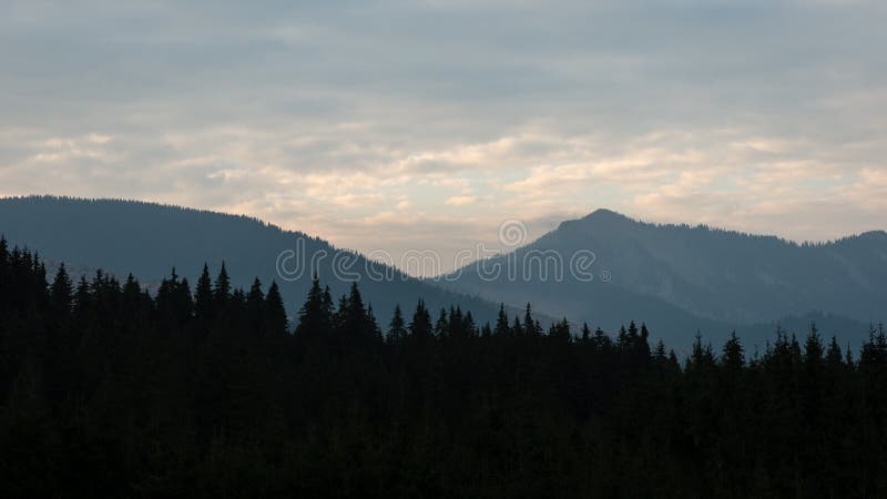 Misty morning mountain view