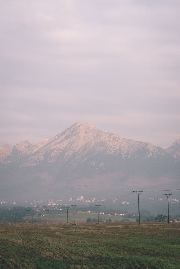 Misty morning mountain view - vintage film look