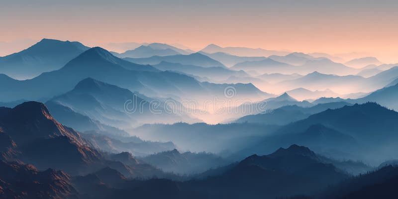 Misty Mountain Range A Stunning Landscape Panorama vector illustration