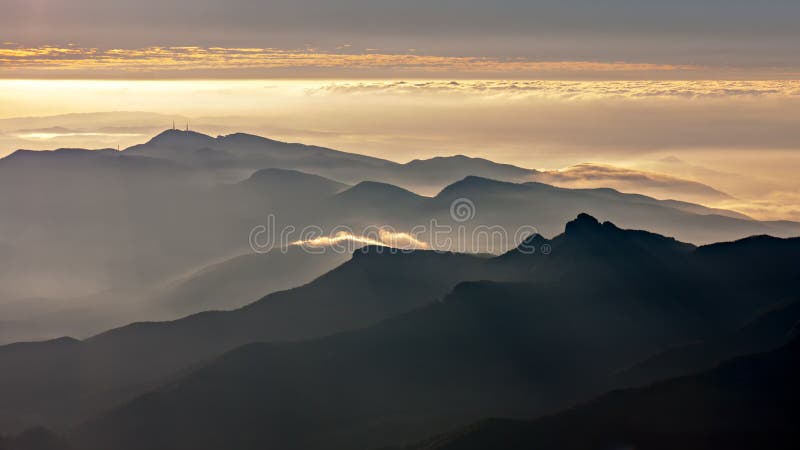 Misty mountains landscape