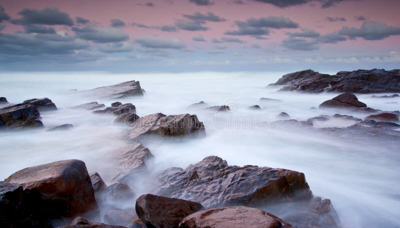 Misty sea and rocks