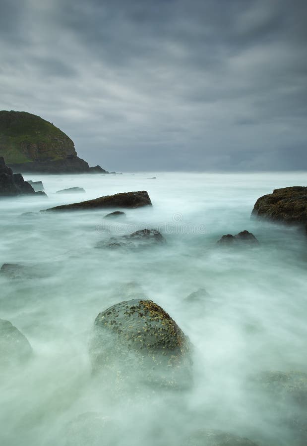 Misty sea and rocks