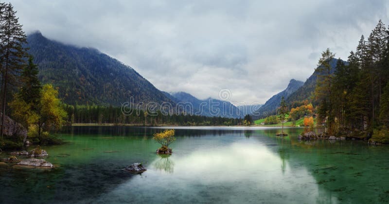 Misty Summer Morning On The Hintersee Lake In Austrian Alps Stock Photo