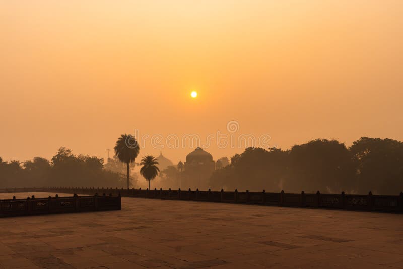 misty sunrise at morning from flat angle.