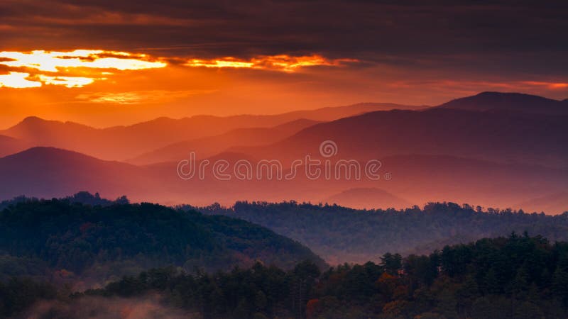 Colorful autumn sunrise over the Smoky Mountains. Colorful autumn sunrise over the Smoky Mountains