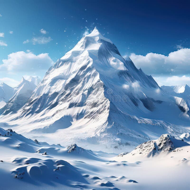 Mit ai generierte bildschneebedeckte Berge stock abbildung