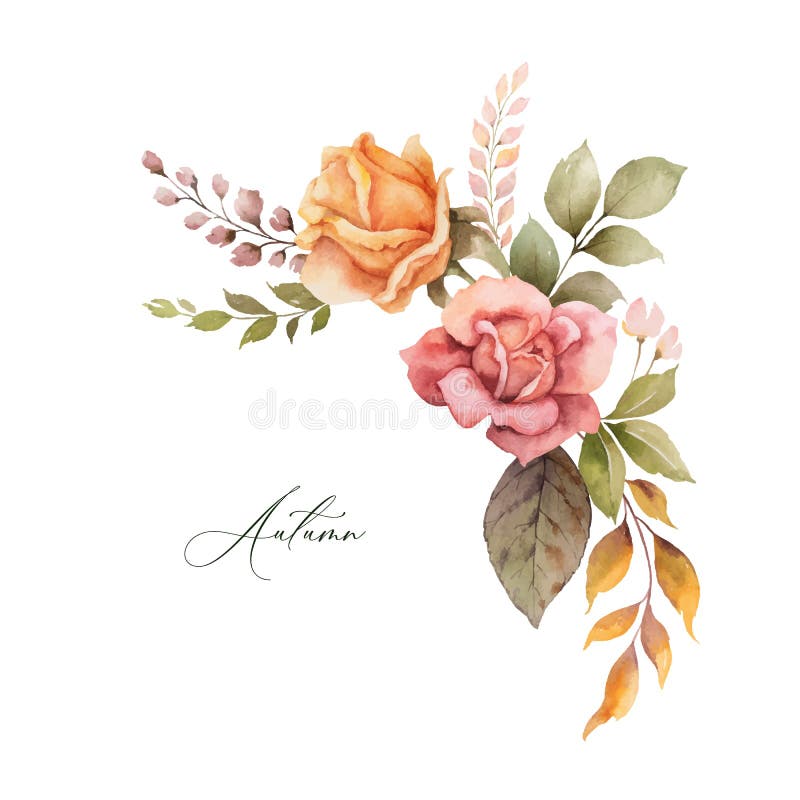 Mit dem Aquarellvektorkranz Herbstlaub und Blumen isoliert auf weißem Hintergrund. Sonderregelung für Grußkarten vektor abbildung