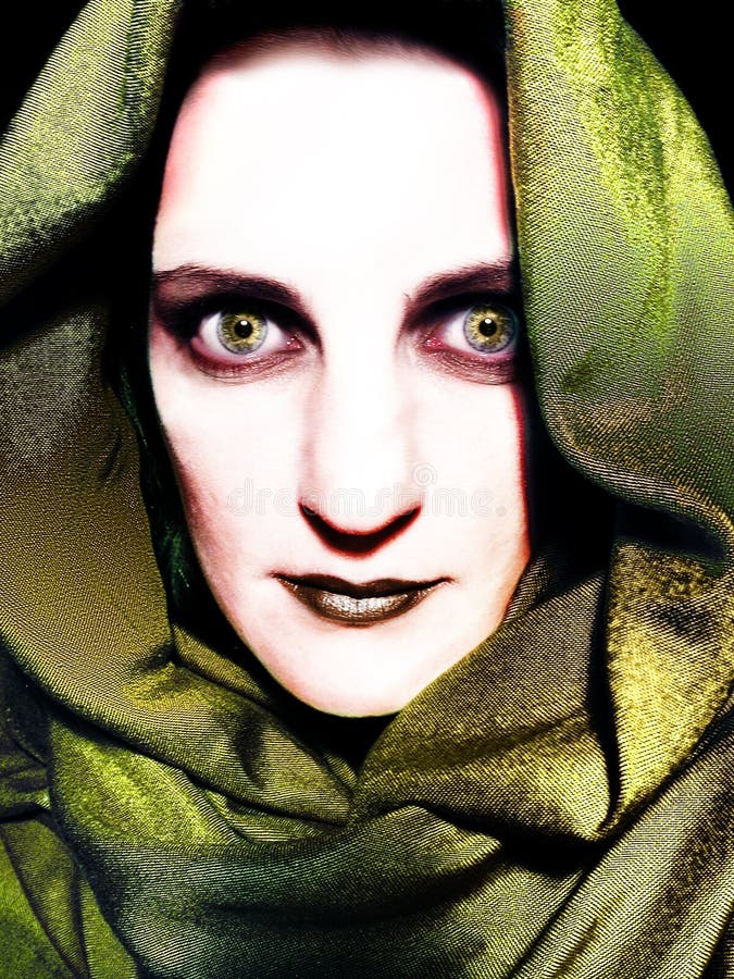 Mit Kapuze schlechte Abbildung Gelb-Augen stockbild Mit Kapuze schlechte Abbildung Gelb-Augen stockbild