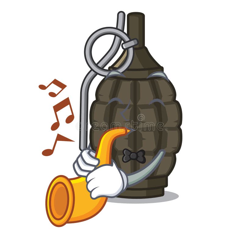 Mit Trompetenkarikaturgranate a in der Tasche stock abbildung Mit Trompetenkarikaturgranate a in der Tasche stock abbildung