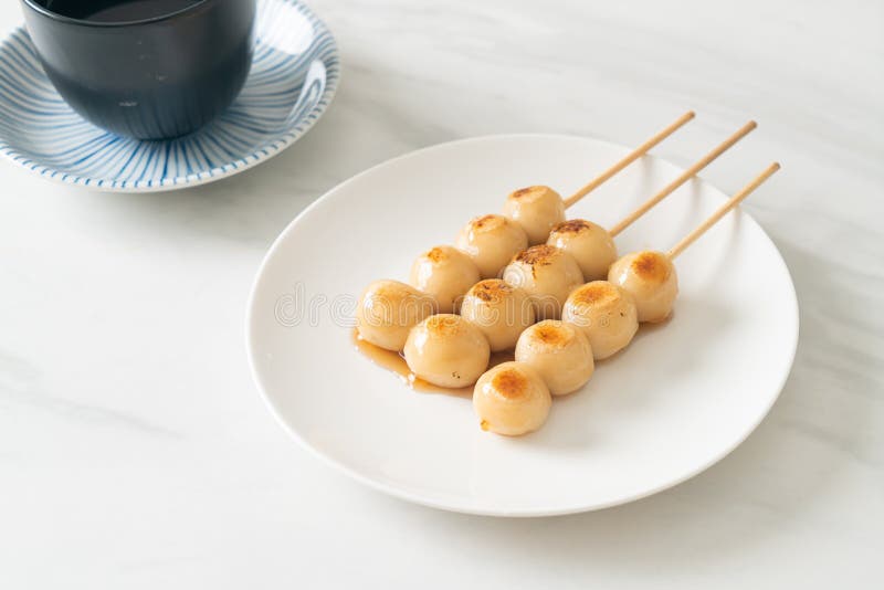 Mitarashi Dango. Dumpling in a Sweet Soy Sauce Stock Image Image of sweet, mochi 263143541