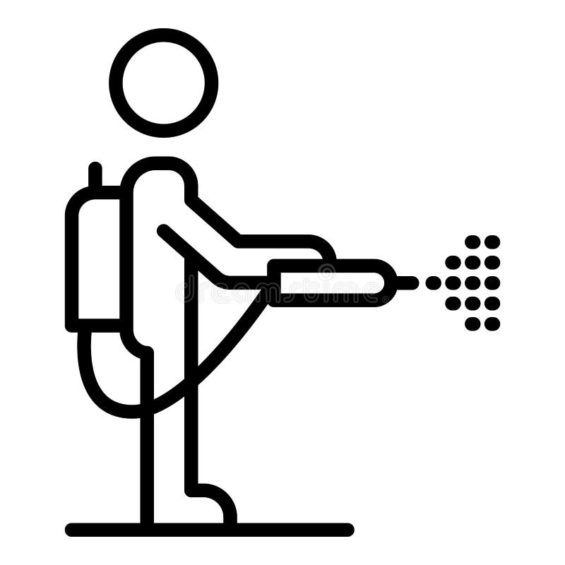 Mite disinfectant man icon, outline style