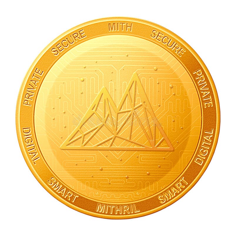 MITHRIL Coin Cryptocurrency Blockchain Icon. Virtual Electronic