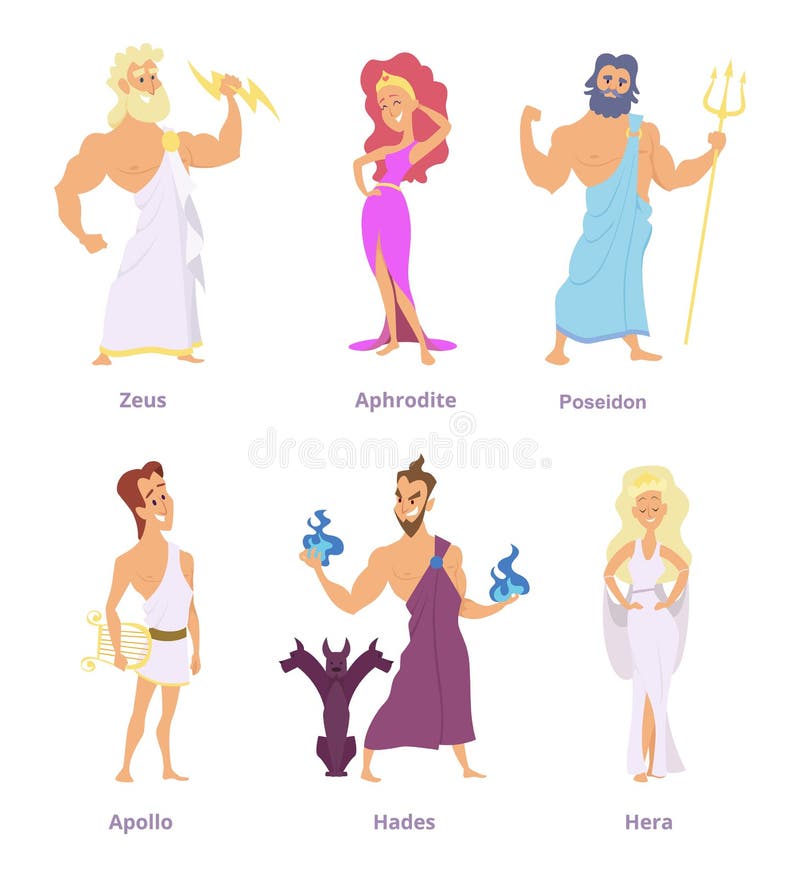 Mitologia de grego clássico Os deuses e as deusas de olympus Caráteres engraçados dos desenhos animados