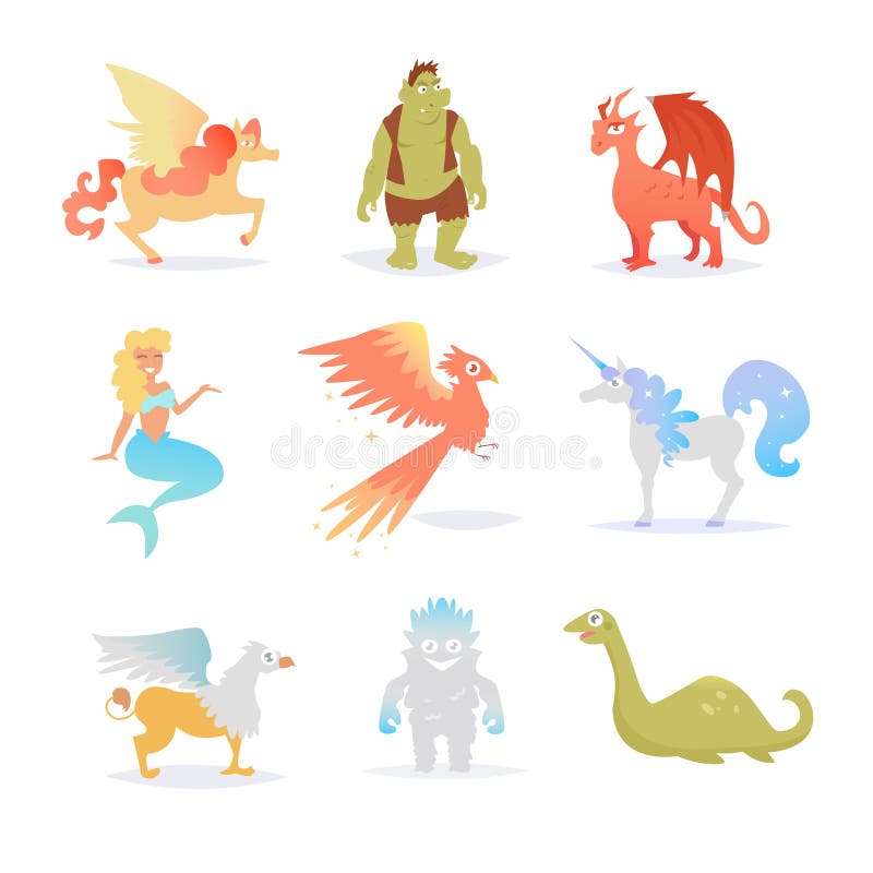 Mitologiczne i czarodziejskie istoty royalty ilustracja