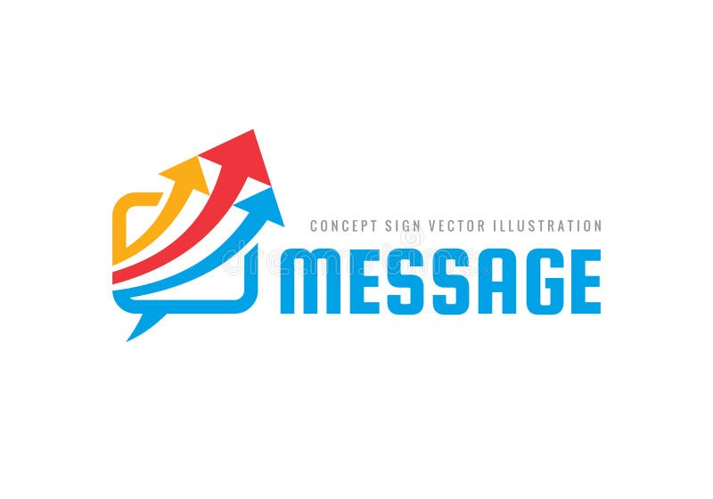 Mitteilung - Spracheblasen mit Pfeilvektorgeschäftslogoschablonen-Konzeptillustration Unterhaltungsikone des Dialogs Chatzeichen lizenzfreie abbildung