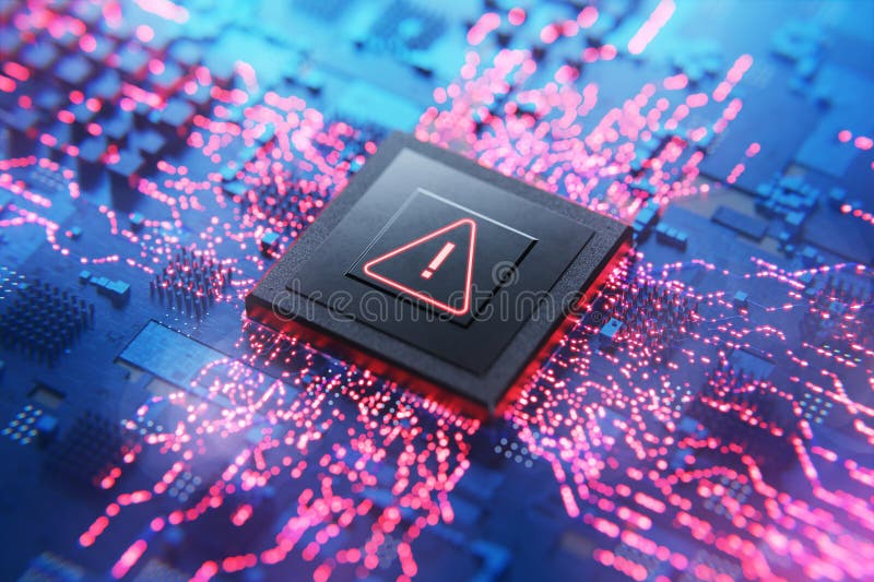 Mitteilung über das Datenschutzsystem. Hackerangriff. Virenbefall. DOS-Angriffe. Spionageprogramm. Warnzeichen vektor abbildung