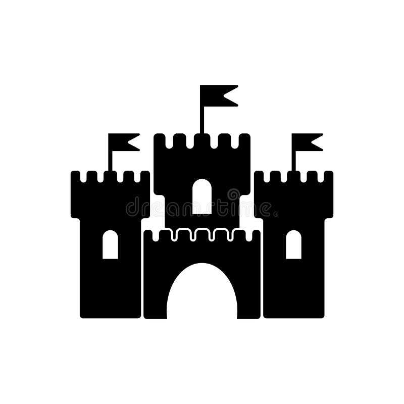 Mittelalterliche Festungsvektorikone, Schloss stock abbildung Mittelalterliche Festungsvektorikone, Schloss stock abbildung
