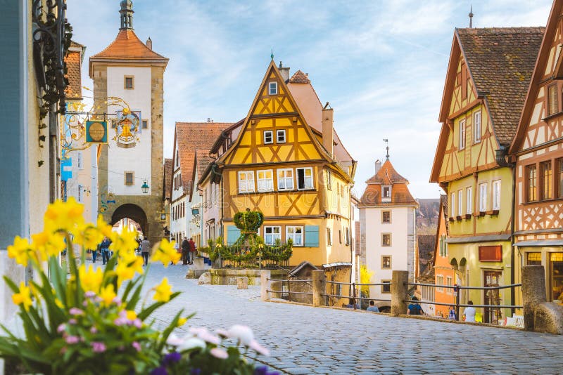 Mittelalterliche Stadt rothenburg ob der tauber im Sommerbayern Deutschland